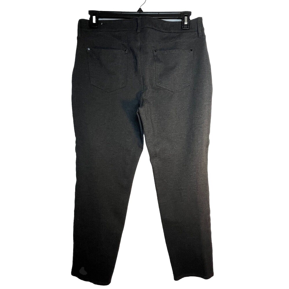 Chicos Dark Gray Pants Button Career Stretch Sz 2 / 12 / L Regular Length